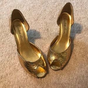 Gold size 7 Charlotte Russe peep toe heels